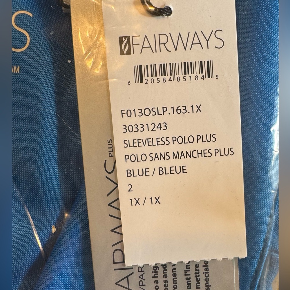 New With Tags Nancy Lopez Golf Fairways Plus Optic Sleeveless Polo Blue Size 1X - Picture 6 of 15